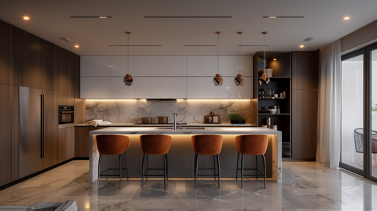 Reforma integral de vivienda en Valencia con cocina abierta al salón, acabados modernos y distribución más luminosa.